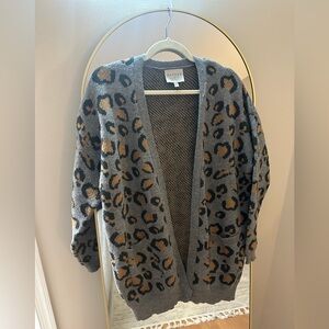 VICI Gray Leopard Print Women's Sweater Cardigan